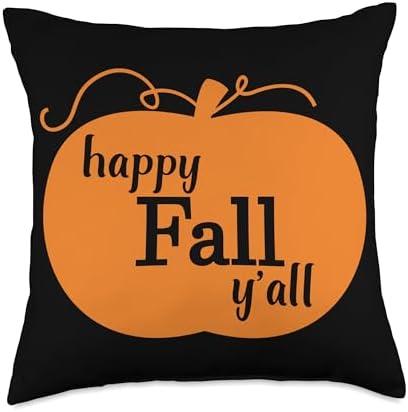 Happy Fall Y'All Pumpkin Thanksgiving Cute Holiday Happy Fall Y'all Throw Pillow, 18x18, Multicolor by Unknown