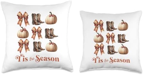 Cowgirl Western Boots Bows Pumpkin Thanksgiving Trendy Fall Throw Pillow - Image 3