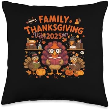 Funny Turkey Read Books Reading Happy Thanksgiving Teacher Throw Pillow by Unknown