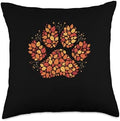 Cute Fall Dog Paw Print Pets Autumn Leaf Puppy Thanksgiving Throw Pillow by Unknown