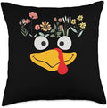 Thanksgiving Turkey Face Matching Family Costume Floral Kids Throw Pillow by Unknown