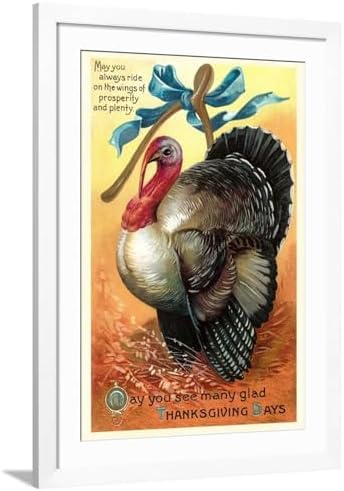 Art.com Wall Art Print Turkey and Wishbone on White Frame, 32" x 44" by AllPosters