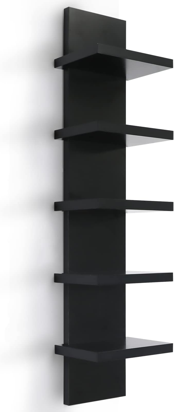 5 Tier Wall Shelves Black, Vertical Column Shelf Floating Storage Home Decor Organizer Design Utility Shelving Bedroom Living Room, 30.7