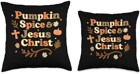 Autumn Christian Thanksgiving Pumpkin Spice and Jesus Christ Throw Pillow - Image 3