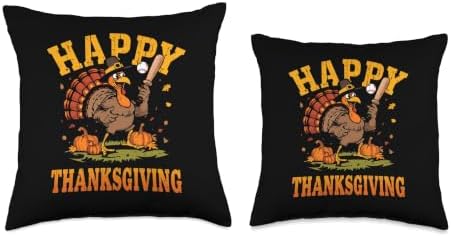 Happy Thanksgiving 2026 Funny Baseball Turkey Family Dinner Throw Pillow - Image 3