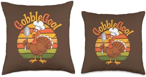 Gobblegool Thankful Retro Vintage Turkey Day Thanksgiving Throw Pillow - Image 3