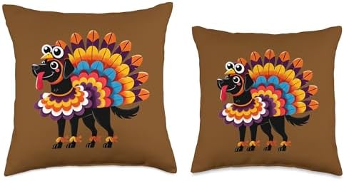 Black Lab Turkey Funny Thanksgiving Animal Dog Canine Pet Throw Pillow - Image 3