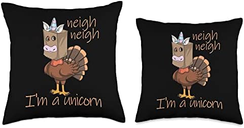 Neigh Neigh I'm A Unicorn Thanksgiving Turkey Disguise Throw Pillow - Image 3