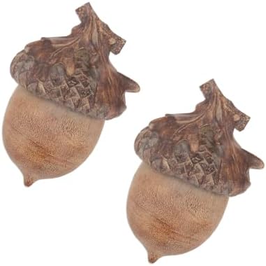 SARO LIFESTYLE Decorative Acorn Figurines (Set of 2) – Rustic Autumn Tabletop Decor, Textured Fall Home Accents for Centerpieces, Shelves and Seasonal Display, 6", Natural - Image 2