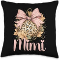 Mimi Thanksgiving Autumn Leopard Pumpkin Fall Cheetah Bow Throw Pillow by Unknown