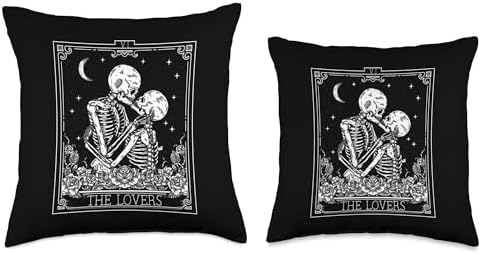 The Lovers Vintage Tarot Card Astrology Goth Halloween Women Throw Pillow
