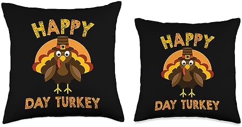 Happy Thanksgiving for Boys Girls Kids Pilgrim Turkey Throw Pillow - Image 3