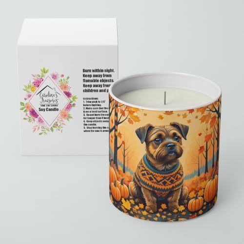 Caroline's Treasures DAC1023CDL Border Terrier Fall Decorative Soy Candle Nature Soy Wax Essential Oil Home Decor Ideal for Bedroom Kitchen Bath Office Gift, 10 oz - Image 2