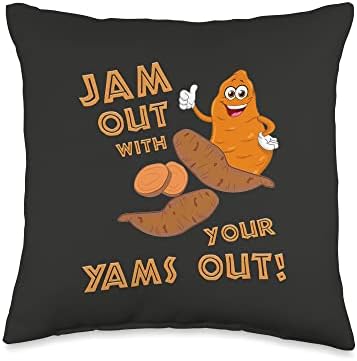 Jam Out With Your Yams Out Sweet Potato Lovers Thanksgiving Throw Pillow by Unknown