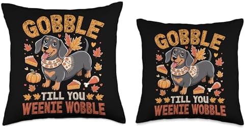 Gobble Till You Weenie Wobble Thanksgiving Dachshund Throw Pillow - Image 3