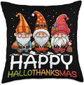 Happy Hallothanksmas SteMi Apparel Happy Hallothanksmas Halloween Thanksgiving Christmas Throw Pillow, 18x18, Multicolor by Unknown