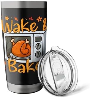 Wake & Bake Thanksgiving Humor for Chefs and Home Cooks Stainless Steel Insulated Tumbler - Image 5