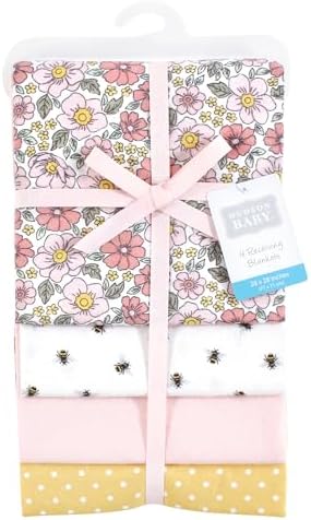 Hudson Baby Unisex Baby Cotton Flannel Receiving Blankets, Pink Yellow Pretty Floral, One Size - Image 2