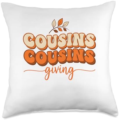 Cousins Giving Matching Thanksgiving Fall Family Throw Pillow by Unknown