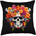 KIM101DESIGN THANKSGIVING DAY OF DEAD Dead Flower Sugar Skull Dia DE Los Muertos Mexico Day Throw Pillow, 18x18, Multicolor by Unknown
