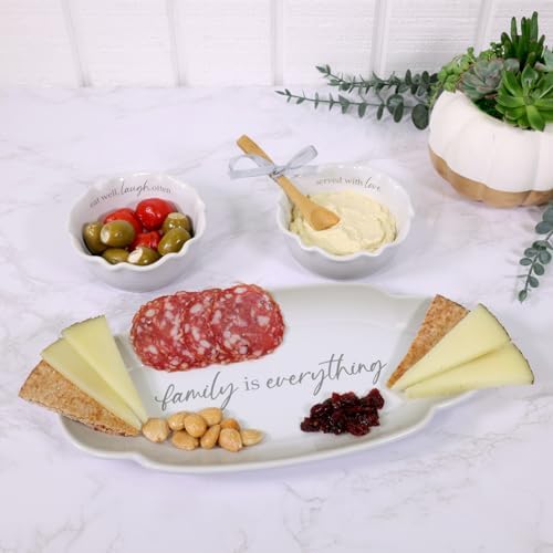 Pavilion Gift Company - Family Is Everything - Scalloped Ombre 12" Serving Tray Dish Housewarming Thanksgiving Gift Neutral Serveware Present - Image 7
