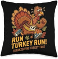 Turkey Trot Season Thanksgiving Day Run Turkey Run Throw Pillow by Unknown
