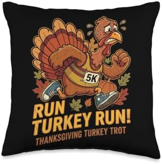 Turkey Trot Season Thanksgiving Day Run Turkey Run Throw Pillow by Unknown