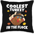 Thanksgiving Shirt For Kids Toddlers Coolest Turkey Boy Throw Pillow by Unknown