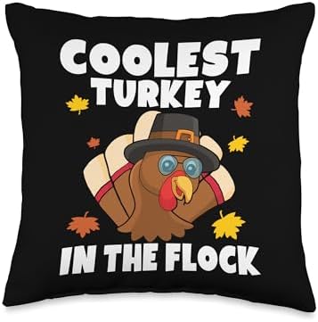 Thanksgiving Shirt For Kids Toddlers Coolest Turkey Boy Throw Pillow by Unknown