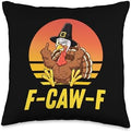 FCAWF Turkey Retro VintageTurkey F-CAW-F Thanksgiving Throw Pillow by Unknown