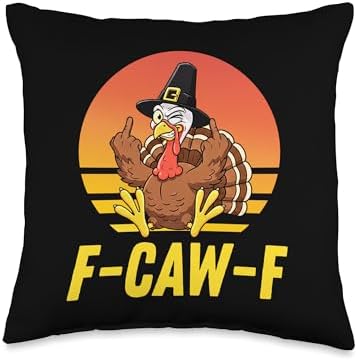 FCAWF Turkey Retro VintageTurkey F-CAW-F Thanksgiving Throw Pillow by Unknown