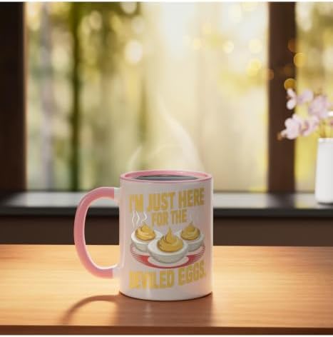 I’m Just Here for the Deviled Eggs Egg Expert Deviled Egg Ceramic Mug, Pink/White, 11oz - Image 3