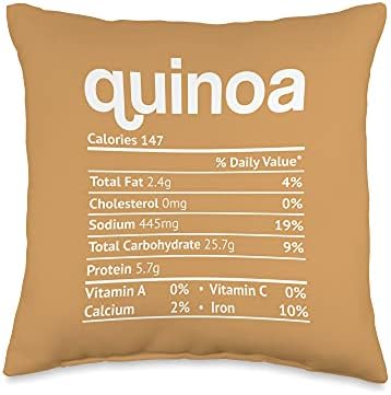Quinoa Nutrition Fact Funny Thanksgiving Christmas Throw Pillow by Unknown
