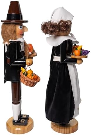 Kurt Adler 15 Inch Pilgrim Man & Woman Nutcracker 2 Piece Set - Image 2