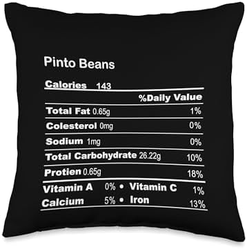Family Matching Thanksgiving Tee for Family Funny Pinto Beans Thanksgiving Nutritional Fact Throw Pillow, 16x16, Multicolor by Unknown