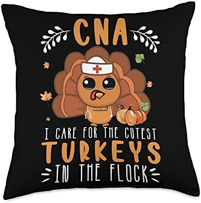 Tu CNA Thanksgiving Turkey Lover Costume Nursing Throw Pillow by Unknown