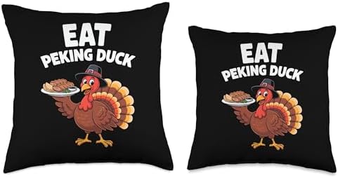 Thanksgiving Turkey Eat Peking Duck Throw Pillow - Image 3