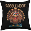 DJ Gobble Mode Turkey Thanksgiving Party Vibes Throw Pillow by Unknown