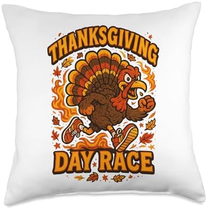 Thanksgiving Day Turkey Trot Cool Retro Arcade Vintage Style Throw Pillow by Unknown