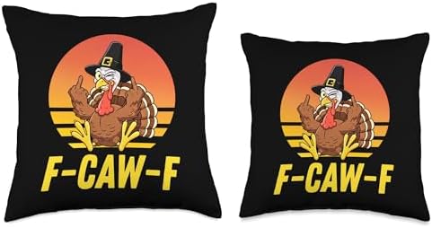 FCAWF Turkey Retro VintageTurkey F-CAW-F Thanksgiving Throw Pillow - Image 3