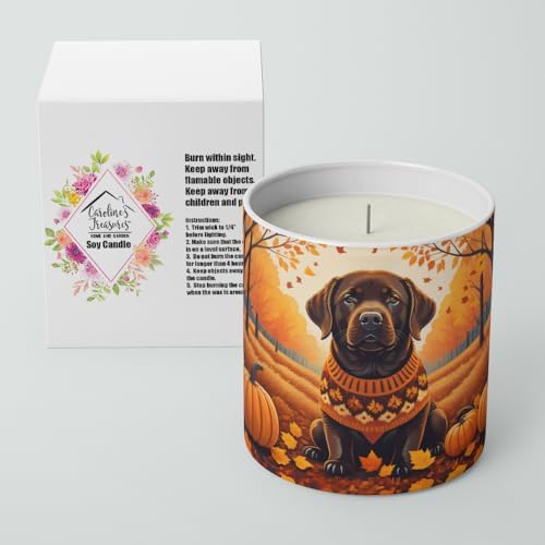 Caroline's Treasures DAC1055CDL Chocolate Labrador Retriever Fall Decorative Soy Candle Nature Soy Wax Essential Oil Home Decor Ideal for Bedroom Kitchen Bath Office Gift, 10 oz - Image 2