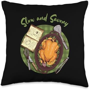 Slow and Savory Crockpot Casserole Thanksgiving Food Lover Throw Pillow by Unknown