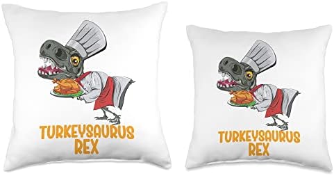 Dinosaur Thanksgiving Boys Turkey Saurus T rex Kids Boys Throw Pillow - Image 3