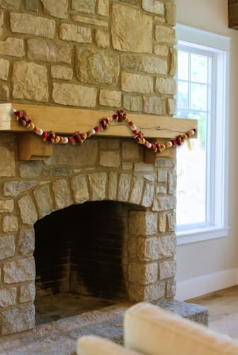 Mud Pie Turkey Pie Felt Garland, 60 Inch Wool Thanksgiving Pom Pom Garland - Image 3