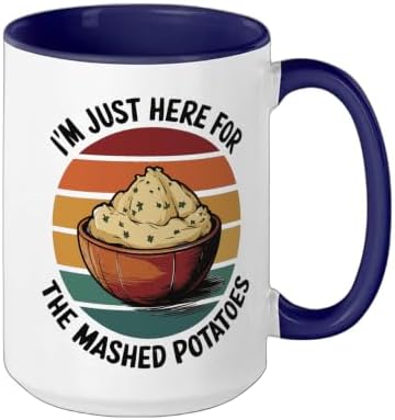 I'm Just Here For The Mashed Potatoes Ceramic Mug, Dark Blue/White, 15oz - Image 2