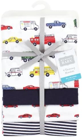 Hudson Baby Unisex Baby Cotton Poly Flannel Receiving Blankets, Going Places, One Size - Image 2