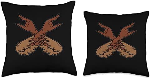 Turkey Rock And Roll Hands Thanksgiving Day Fall Rocker Throw Pillow - Image 3