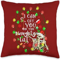 Family Happy Hallothanksmas Thanksgiving Christmas I Can Get You On The Naughty List Funny Skeleton Xmas Lights Throw Pillow, 16x16, Multicolor by Unknown