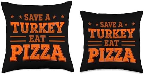 gossip rag Orange Thanksgiving Save Turkey Pizza Funny Holiday Throw Pillow, 16x16, Multicolor - Image 3