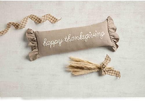 Mud Pie Thanksgiving Ruffle Pillow, 10 1/2" x 30", Brown - Image 2